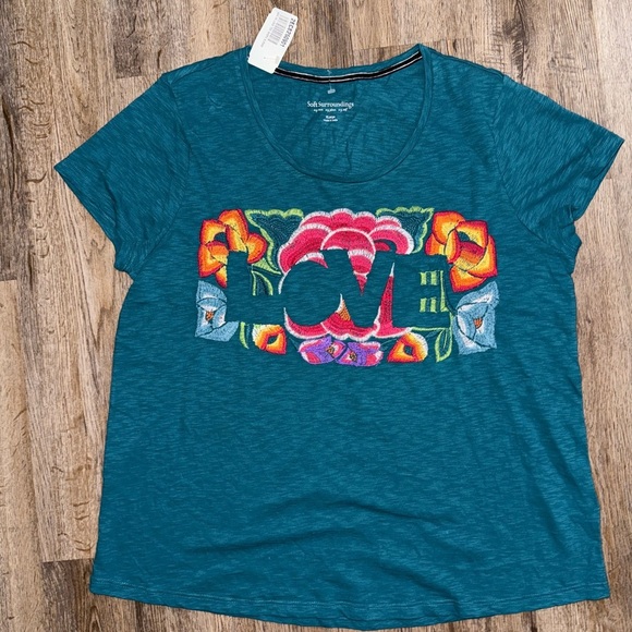 Soft Surroundings • Love Embroidered Tee - Picture 9 of 10